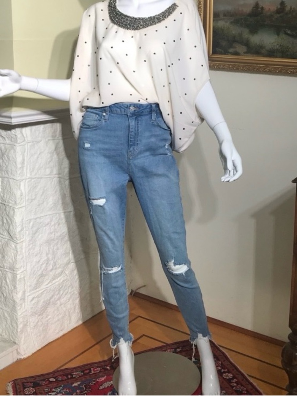 Guess High Rise Distressed Skinny Jeans